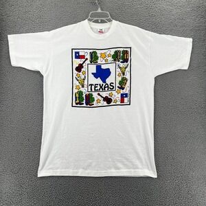 Vintage 90s Fruit of the Loom T-shirt TEXAS Adult XL White USA Single Stitch